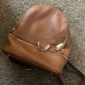 Brown Vegan Leather Backpack Purse